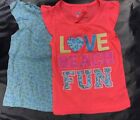 Baby / Girl 2 Pack Cotton T Shirts with Love Beach Fun detail 12-24 mths 2-3 Yrs