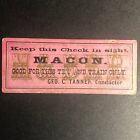Macon & Brunswick Railroad (1856-1881) M&Brr Seat Check / Ticket Very Scarce
