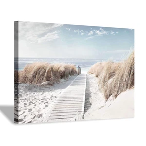 Beach Canvas Wall Art Prints: Coastal Seascape Picture Road to Beach Artwork ... - Picture 1 of 7