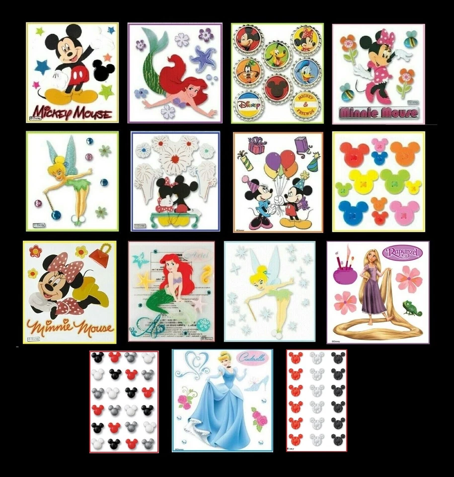 JOLEE'S BOUTIQUE / DISNEY Jolee's DISNEY Stickers Mickey Minnie Tinkerbell Ariel Rapunzel Cinderella Gems