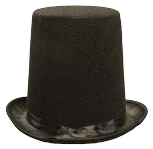 Honest Abe Lincoln Men's 8 Inch Black Felt Stovepipe Top Hat - Picture 1 of 4