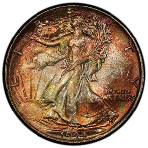 1944 50C Walking Liberty Half Dollar PCGS MS66 - Fantastic Toning - Picture 1 of 6