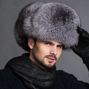 5 COLORES REAL ZORRO PIEL AUTÉNTICA GORRO SOMBRERO GORRO DE PIEL GORRO DE AVIADOR - Imagen 1 de 20