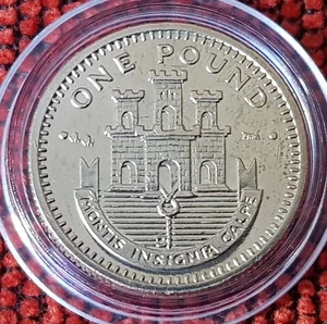 GIBRALTAR £1 - 2000 Coat of Arms~Castle & Key AU COIN IN CAPSULE - Picture 1 of 6