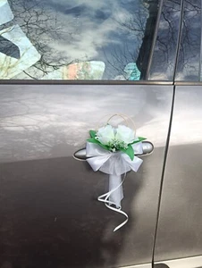 💍2 ×Türgriffschleifen Brautauto Autodeko Autoschmuck Hochzeitsauto Autoschleife - Bild 1 von 4