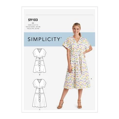 SIMPLICITY 9103 MISSES & WOMEN'S DRESSES Sewing Pattern Sizes 4-12 & 12-20 - Image 1 of 4