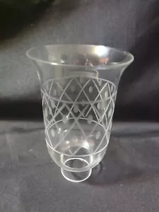  ***  VINTAGE ART DECO ETCHED CHIMNEY BELL HURRICANE LAMP SHADE GLOBE 1 1/2" Fit - Picture 1 of 5