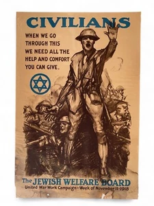 ORIGINAL VINTAGE POSTER FOR JEWISH SOLDIERS WELFARE BOARD BY Sidney Riesenberg 1 - Picture 1 of 11