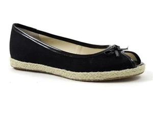 Easy Spirit Women's Cruise Peep-Toe Ballet Flats Black Canvas Size 6.5j M - Picture 1 of 5
