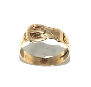 Unisex, da Uomo/Donna 9ct Giallo Oro Vintage Buckle Stile Anello, Misura UK Q - Picture 1 of 6
