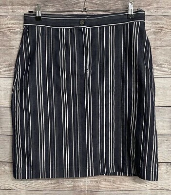 Falda vaquera Croft & Barrow para mujer talla 12 elástica a rayas azul marino blanco W34 Foto 1 de 4