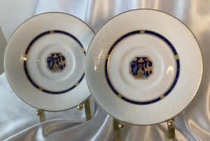 Hankook Fine Bone China Paar Untertassen, mehrfarbige Tierszene - Bild 1 von 6