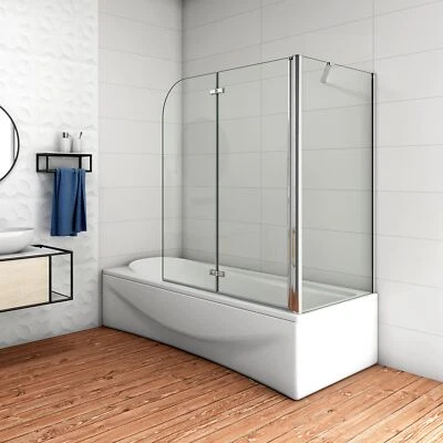 AICA ITALY 140CM PARETE VASCA DOCCIA 2 ANTE PIEGHEVOLI CON LATO FISSO VETRO 6MM EASYCLEAN