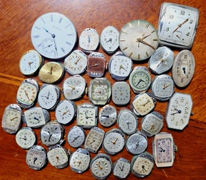 Lot 42 Movement Bulova Longines Hamilton Elgin Gruen Watham Wittnauer Parts fix - Imagen 1 de 18
