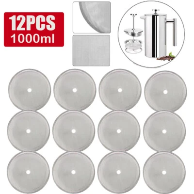 Malla de filtros de acero de repuesto de 12 piezas para cafetera tetera de prensa francesa Foto 1 de 4
