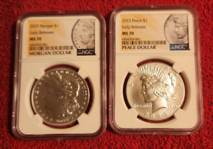 2023 Morgan dollar + 2023 Peace dollar NGC MS 70 Early releases