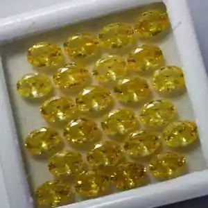 Lote de 8 piedras preciosas sueltas CERTIFICADAS corte ovalado de 7x5 mm zafiro amarillo natural - Imagen 1 de 5