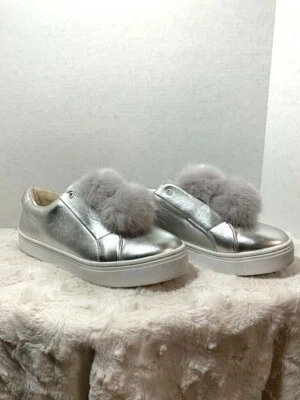 Женские шлепанцы Sam Edelman Leya Pom Pom серебристые размер 9,5 М - Изображение 1 из 4