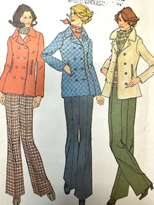 Vintage 1970s Double Breasted Coat Pattern Wide Pants Simplicity 7139 Sz10 UNCUT - Picture 1 of 7