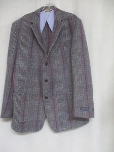 * NEW * BROOKS BROTHERS gray blue red winter wool plaid sport coat jacket sz 48 - Picture 1 of 9