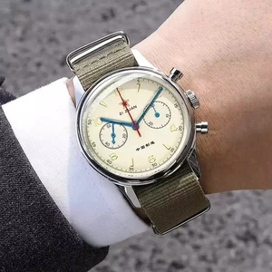 Orologio Cronografo Seagull 1963 Quarzo Zaffiro 40mm Impermeabile Luminescente Orig - Foto 1 di 18