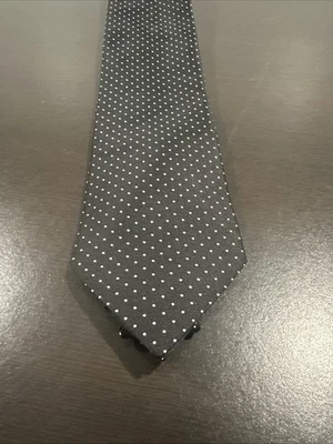 Murano Black W/ Small White Polka Dots Silk Necktie - Image 1 of 4