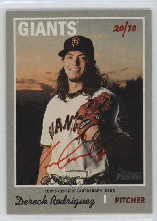 2019 Topps Heritage High Number Real One Red Ink /70 Dereck Rodriguez Auto - Image 1 of 2