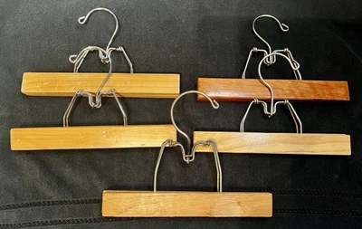 Lote 5 pantalones de madera vintage pantalones perchas de bloqueo para pantalones 9" Foto 1 de 4