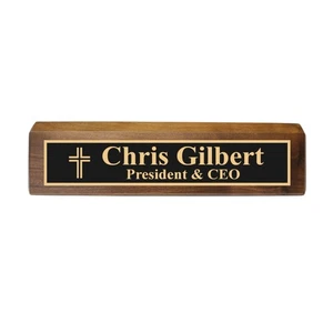 Desk Wedge Name Plate - PERSONALIZED - Cross - 11 Inches - Picture 1 of 10