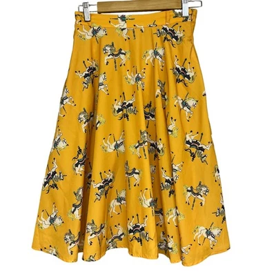 Modcloth Anthropologie Carousel Horse Skirt Size Small Yellow Carnival Unicorn - Image 1 of 4