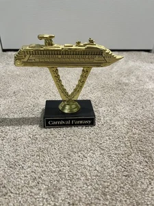 Vintage Rare Carnival Cruise Line Fantasy Gold Ship on a Stick Trophy Trivia - Bild 1 von 9