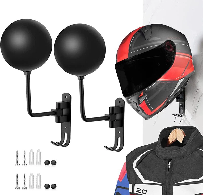 Motorcycle Helmet Rack Holder Hat Display Stand Wall Mount Hook Hanger 180° UK