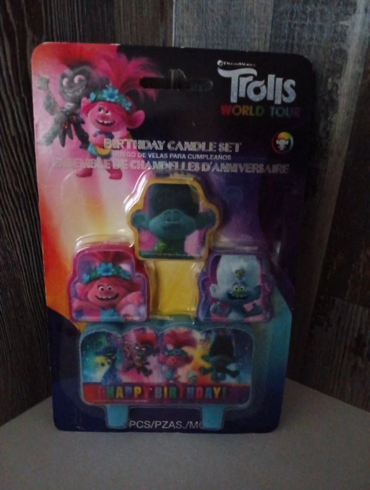 Juego de 4 velas de cumpleaños Trolls Would Tour Foto 1 de 1