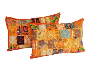 Cushion Cover Patchwork Pillow Indian Handmade Home Decor Pillow Case Throw Sofa - Picture 1 of 5