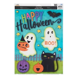 1 hoja de 11 Happy Halloween ventana adherencias fiesta decoración fantasmas y gato negro - Imagen 1 de 1