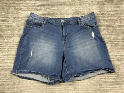 Pantalones Cortos Route 66 Mujer 18 Azul Medio Lavado Mezcla de Algodón Elastizados Envejecidos Foto 1 de 4