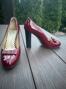 JUICY COUTURE dark red PATENT pumps block heel US 6 - Picture 1 of 8