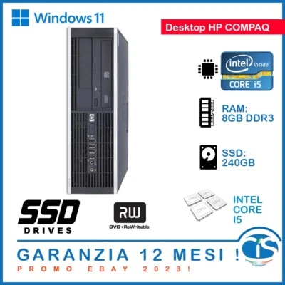 PC COMPUTER DESKTOP FISSO RICONDIZIONATO HP WINDOWS 11 CORE I5 8GB RAM 240GB SSD - Imagen 1 de 4