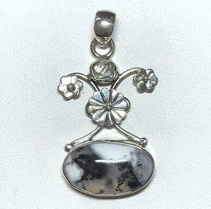 Natural Merlinite Dendritic Opal 925 Silver Pendant Jewelry JY2014 - Picture 1 of 1