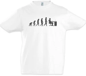 Office Evolution Boys T-Shirt Fun Geek Nerd Computer Science Scientist Gamer - Picture 1 of 1