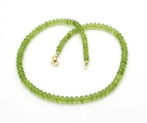 Peridot-Edelsteinkette maigrüne Olivin Rondelle Halskette für Damen 41 cm lang - Bild 1 von 2
