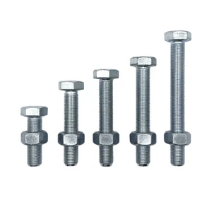 M12 x 40mm Hex Set Screw Bolt & Nut Metric Fine 1.5p High Tensile Class 8.8 Zinc - Picture 1 of 5