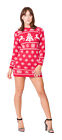Ladies Christmas Jumper Womens Party Xmas Novelty Knitted Tunic Retro Red Dress