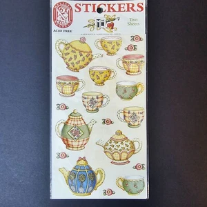 Melissa Neufeld Maria Engelbreit Aufkleber Teekanne Tasse Party Blumen ME Marke Vintage - Bild 1 von 3