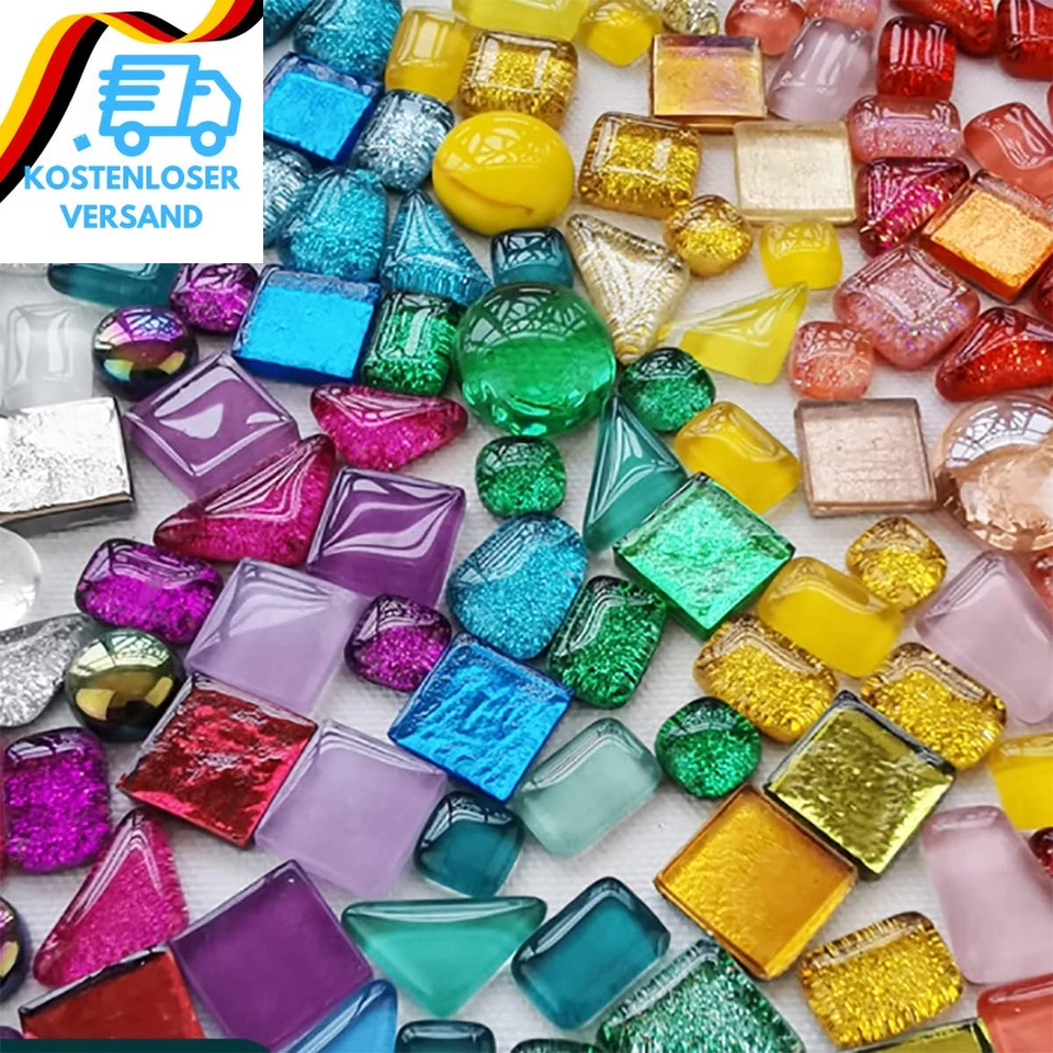 GEXUAMZ Mosaiksteine Bunt Mosaik Steine Bunt Glasmosaiksteine Bastelmix - Polygonal Sort