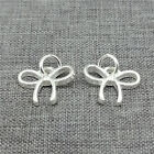 4pcs of 925 Sterling Silver Shiny Bow Knot Charms for Bracelet Necklace