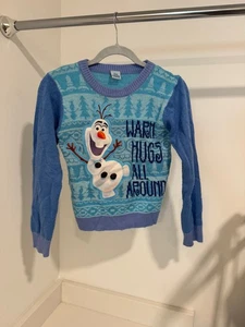 NWT Olaf’s Frozen Adventure Sweater Sz S/M Warm Hugs All Around Purple & Blue - Picture 1 of 1