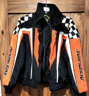 Jaqueta de Snowmobile Vintage Arcticwear By Arctic Cat Laranja Preta Zíper Quebrado - Imagem 1 de 4