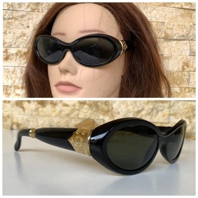 NOS VINTAGE ROCHAS PARIS SUNGLASSES OVAL 9033 BLACK 1970'S FRANCE MADE CAT EYE - Image 1 of 4
