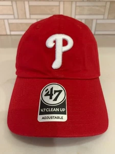 Philadelphia Phillies '47 Brand CLEAN UP Adjustable Strapback Red Hat P Logo New - Picture 1 of 3